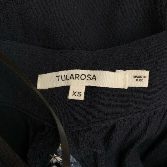 Revolve Tularosa Cory Halter Top Navy Blue Tassels Open Back Embroidered Size XS - Picture 10 of 16